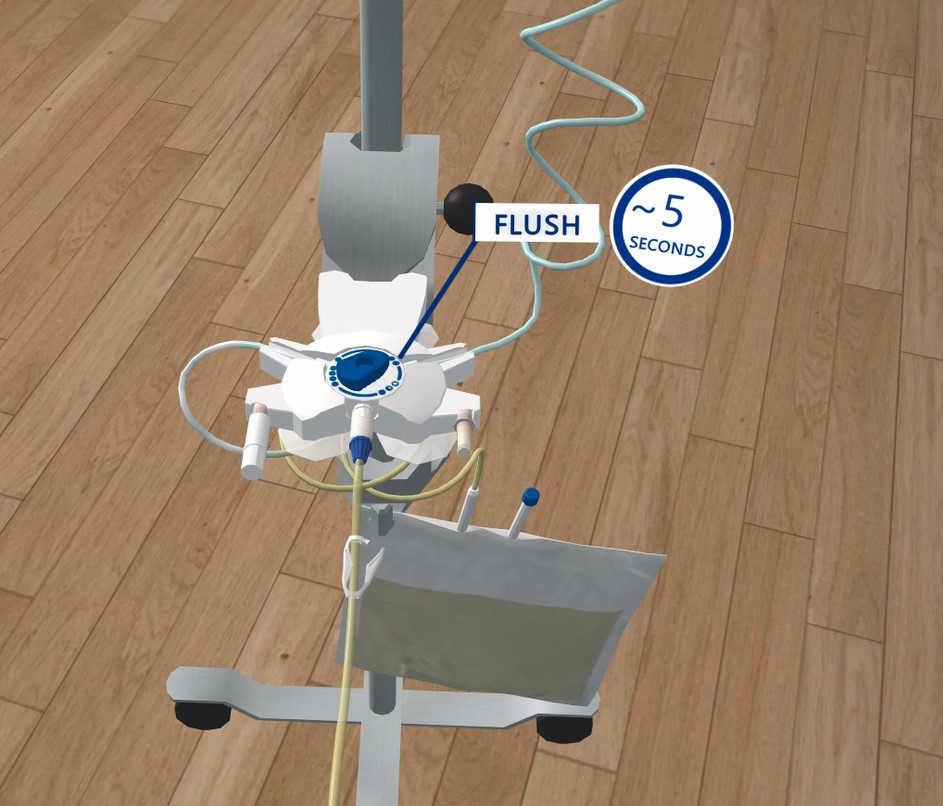 Vaciado de diálisis peritoneal en realidad virtual